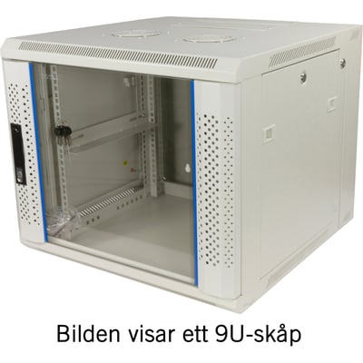 Toten System Z 19” vægskab i hvid med glasdør og synlige 6U monteringsskinner, vist med døren lukket.