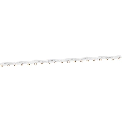 To Schneider Electric iC40 sløjfeskinner 3P+N, 48 moduler, hvid med kobberterminaler vist samlet.