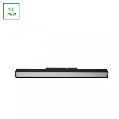 SpectrumLED System Shift Basic Line S lineært armatur i sort, 300mm, 15W, 500lm og 4000K, vist med en grøn mærkat for 110 lm/W.