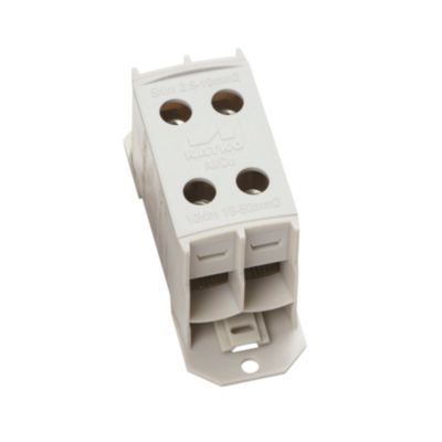 Katko klemme KL2x50 i grå plast, med plads til Al/Cu kabler fra 2,5-50 mm² og en strømstyrke på 160/320A.