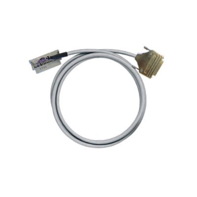 Weidmüller PLC-kabel til analoge signaler med gråt kabel og stik i begge ender, 25-polet og 4 meter langt.