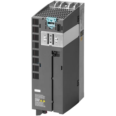 Siemens SINAMICS G120 PM240-2 power module med 5,5kW ydelse og indbygget klasse A filter, vist fra siden.