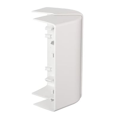 Schneider Electric OptiLine 45 udvendigt hjørne i polar hvid PC/ABS materiale, 165x55 mm, set fra siden.