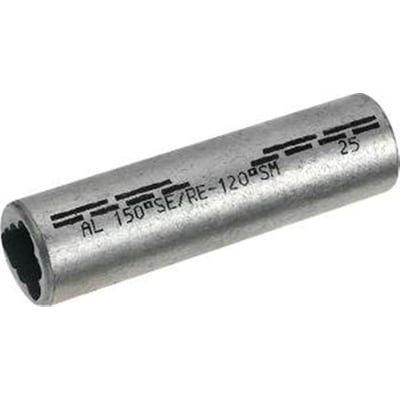 Uisoleret Elpress Din 46235 alu-profilpressemuffe med angivelse af AL 150 SE/RE-120 SM og KZ-tal 25.
