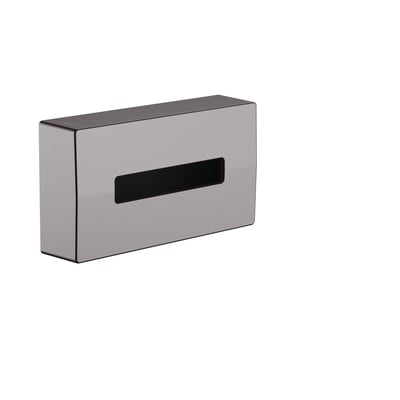 Hansgrohe AddStoris servietdispenser, vægmonteret med børstet sort krom finish og åbning til papirservietter.