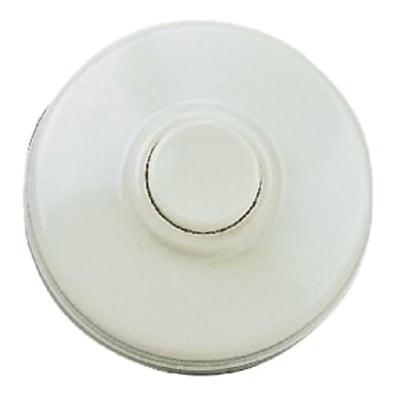 Grothe Urmet ringetryk KKO 5050 er rundt, hvidt og har en diameter på 50mm, vist på hvid baggrund.