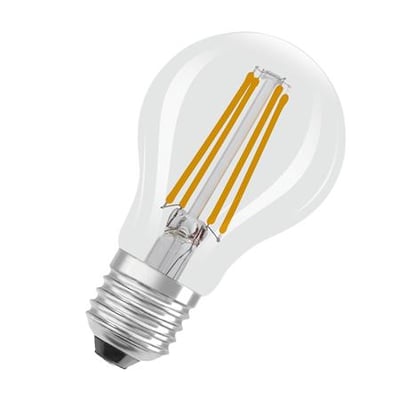 Ledvance LED standard filament pære med E27 sokkel, 5,9W og 806 lumen, viser den klare glasbulb og synlige filamenter.