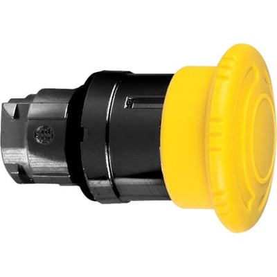 Schneider Electric Harmony Style 4 paddetryk i gul med Ø40 mm frontdiameter og sort krop.