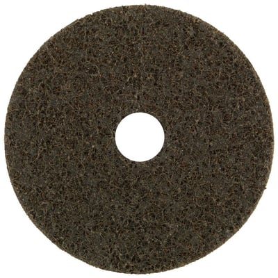 Tyrolit grov nylonrondel SCM, brun og rund med centerhul, til vinkelsliber, i størrelsen 115 × 22 mm.
