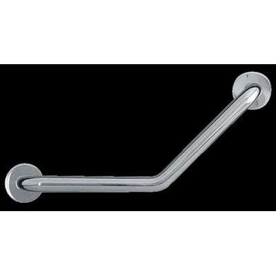 Nærbillede af Intra Juvel TBBP-010 støttehåndtag i børstet stål, der viser rørets overflade og vægbeslagene.