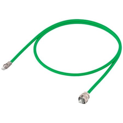 Siemens formonteret signalkabel 6FX5002-2DC10 med grøn kabelkappe og monterede DRIVE-CLiQ stik i hver ende.