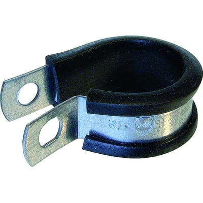 Gummiklamme af galvaniseret stål med 13 mm EPDM kantbånd, ideel til rør, kabler og slanger.