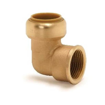 VSH Tectite muffe/muffe bøjning i messing til 18 mm rør med 3/4" gevind på hvid baggrund.