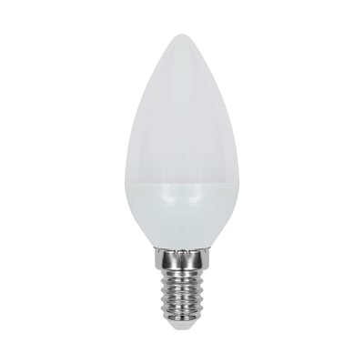 V-TAC Vt-1818 LED kertepære med E14 fatning og hvid diffusor på en hvid baggrund.