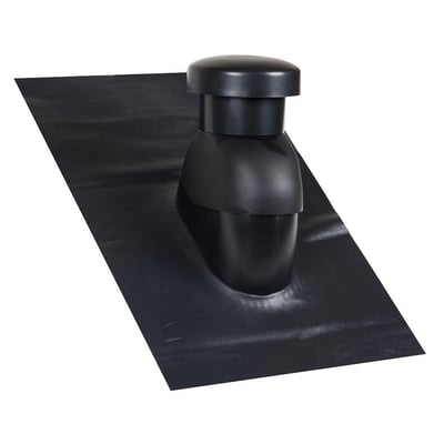 SabetoFlex universel sort taghætte med 160mm diameter og Sabetoflex inddækning på hvid baggrund.