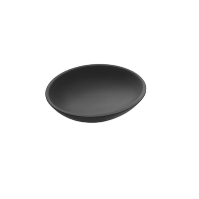 En ensfarvet sort, mat Cosmic Saku sæbeskål set ovenfra med en let oval form.