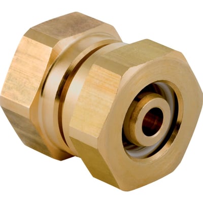 Geberit FlowFit trykprøvningsprop i messing CW617N til 50 mm rør, med synligt promatforzinket finish og gevinddetaljer.