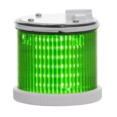 Grønt Sirena TWS F SMD LED-lysmodul til lyssøjle, 75 mm, med konstant lys og hvid top og fod.