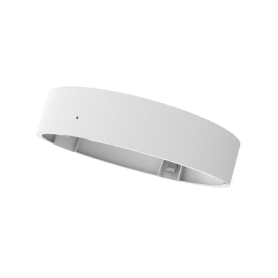 Hvid LEDVANCE Slim Alu-ramme til downlight, 205 mm, set skråt fra undersiden med åbningen og monteringsdele synlige.