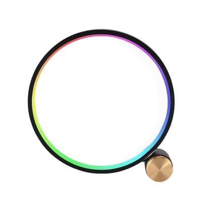 Slim Cirkel RGBIC lampe, hvid, Ø30cm, fremstillet af ABS plastik med gylden knap.