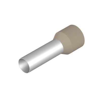 Enkel Weidmüller terminalrør i beige, 35 mm², med fortinnet kobberrør og beige polypropylenisolering på hvid baggrund.