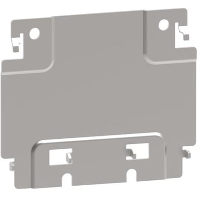 Schneider Electric montageplade LR9G500 i grå plast til LC1G400-500A kontaktor med tydelige monteringshuller og clips.