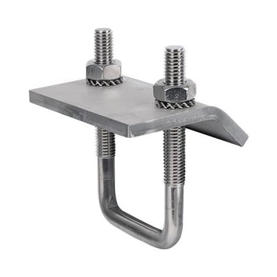 Walraven Rapidstrut A4-bjælkeklemme, M10 og 41x41 mm, med flad plade, to gevindender og U-formet bøjle.