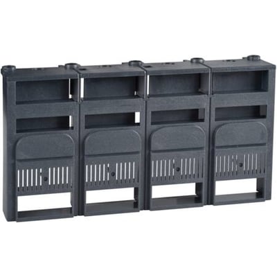 Schneider Electric klemmeafdækning, kort, 4P i mørkegrå plast med åbne sektioner for terminaler.