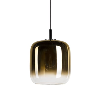 SLV Pantilo 20 PD pendellampe med gylden og klar glasskærm, fremviser E27 fatning på hvid baggrund.