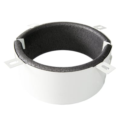 Scandi Supply FireFree® B790 brandbøsning, 70-82 mm, med hvid stålskal og sort ekspanderende indlæg, isoleret på hvid baggrund.