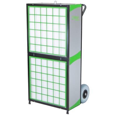 Sila luftrenser 5000A3, professionel model med to store HEPA H13 filtre og en grøn kantdetalje.