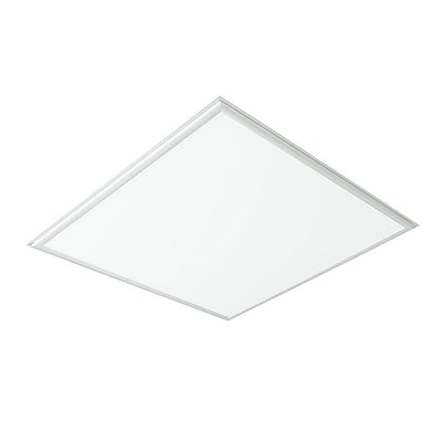 V-TAC LED-panel på 60 x 60 cm med hvid kant, 36 W og varm hvid belysning, set skråt forfra.