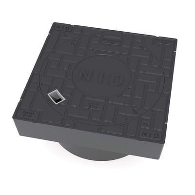 Sort NID komposit karm og firkantet dæksel med opføring 425mm, klassificeret B125 iht. EN124.