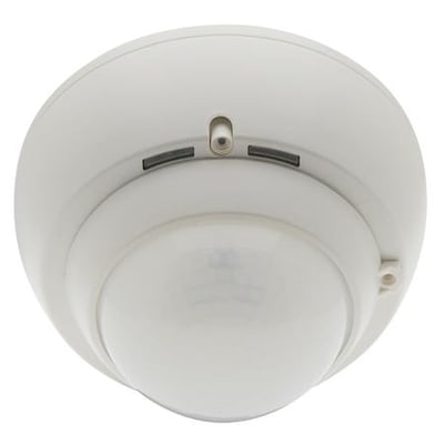 B.E.G. tilstedeværelsessensor PD4-M-HCL2-P i hvid plast, designet til loftmontering med integreret DALI controller for lysstyring.