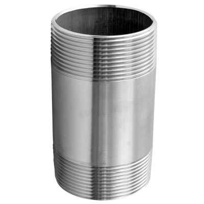 Teksor Oy nippelrør i rustfrit stål AISI 316, 1/4" x 200 mm, vist stående med gevind i begge ender.