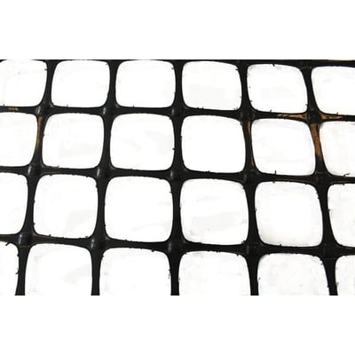 Sort biaxialt geonet BG Byggros GS-GRID B30/30 med stive knudepunkter og tydelig rudestruktur.