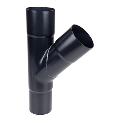 Plastmo grenrør i grafitgrå plast med 110 mm diameter og 45 graders vinkel.