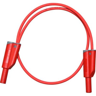 Elma Instruments prøveledning 2711, rød, 200 cm, med fast kappe og isolerede stik på hvid baggrund.