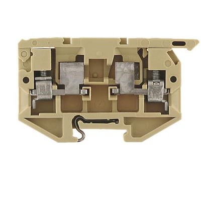 Weidmüller sikringsklemme ASK 1/15 PA i beige, med skrueterminal for 4 mm² ledere og op til 6.3A, vist på hvid baggrund.