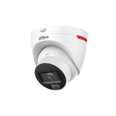 Dahua 8 MP WizColor eyeball-overvågningskamera med fast 2,8 mm objektiv og indbygget IR, set skråt forfra.