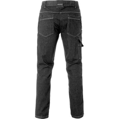 Bagside af Kansas FS Service denim stretch bukser 115699 i sort C58, med flere praktiske lommer og D-ring i linning.