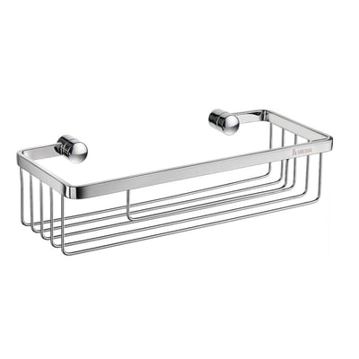 Smedbo Sideline sæbekurv i poleret krom, fremstillet af massiv messing med dimensionerne 250 x 110 mm.