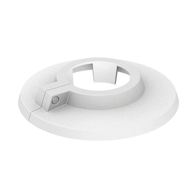 Todelt plastroset til 3/8" rør, hvid polypropylen med en diameter på 55mm, designet til nem montage.