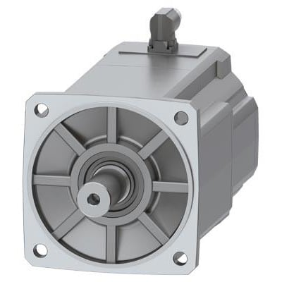 Siemens Simotics S-1FK2 CT servomotor med holdebremse og IP65, vist forfra med cylindrisk aksel og monteringsflange.