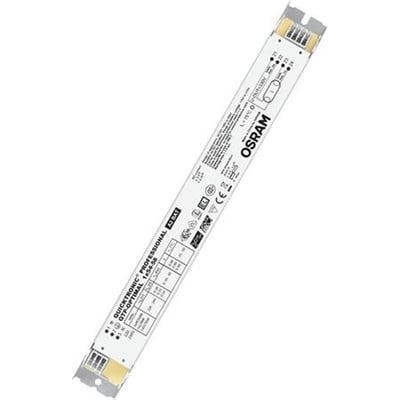 Elektronisk forkobling Osram Quicktronic GTP-Optimal 1x54-58W vist med tekniske specifikationer og godkendelsesmærker.