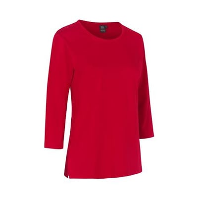 ID Identity T-shirt til damer med 3/4 ærmer i klar rød farve, størrelse 6XL, let figursyet pasform med rund hals.