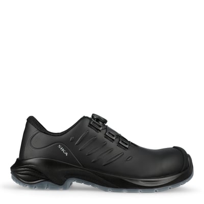 Sort Sika Footwear 80202 Advance sikkerhedssko i størrelse 44 set fra siden med BOA®-drejeknap og mønstret ydersål.