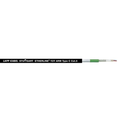 Lapp Kabel ETHERLINE Cat.5 ARM kabel, vist på hvid baggrund med tydelige markeringer og grøn isolering.