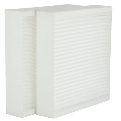 Dantherm standardfiltersæt til HCC 2 anlæg, visende to hvide, plisserede filtre i fiberplastrammer på hvid baggrund.