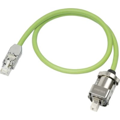 Siemens Motion-Connect 500 signalkabel med 24V og IP20/IP67 stik på begge ender, 100 meter langt og i grøn farve.